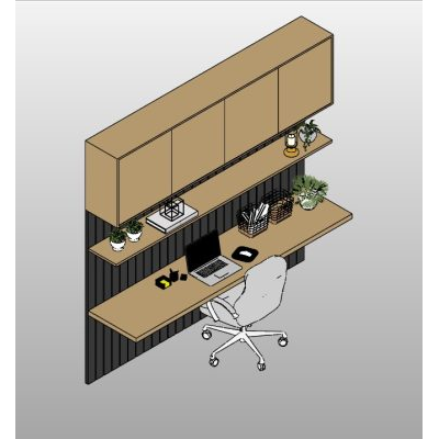 Sleek Office Desk with Overhead Storage