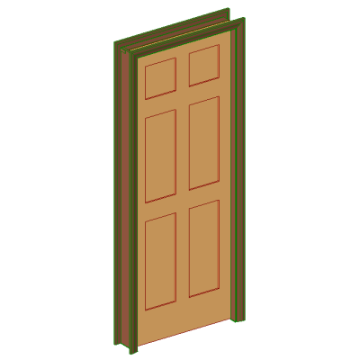 Wooden door with 6 panels parametric