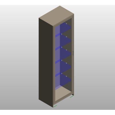 Narrow display cabinet single glass door