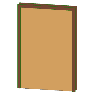 Double door with modern R-panel oculus