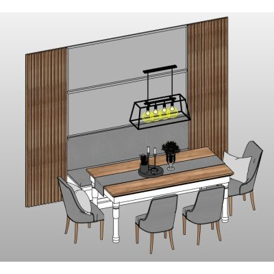 Dining table with 6 gray chairs