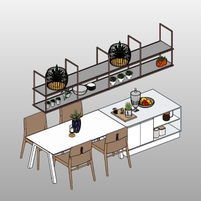 Modern Kitchen Counter with Shelves
