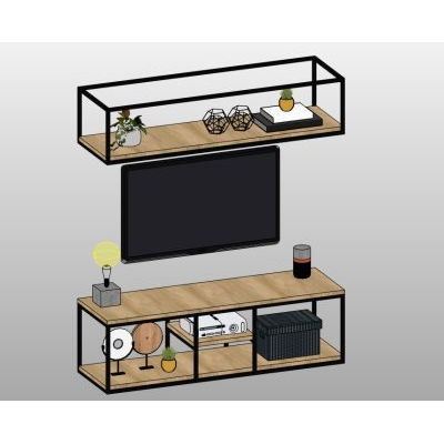 Floating TV shelves with media console