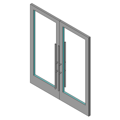 Double Glass Door with Full-Length Pull Handles