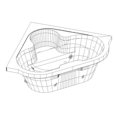 Corner whirlpool bathtub with modern jets