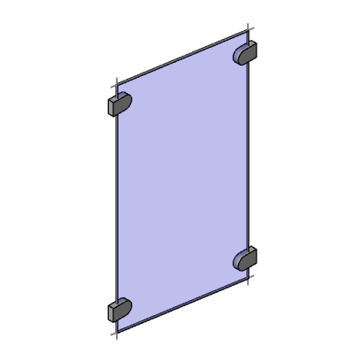Glass curtain panel with modern supports