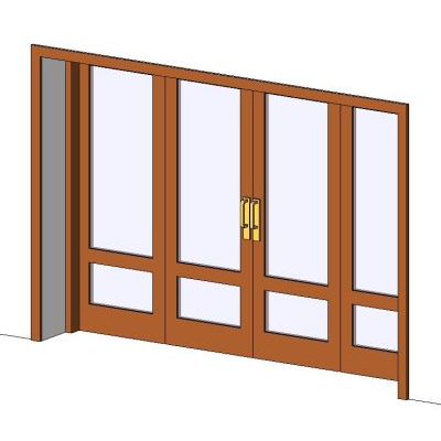 Balcony door with 4 modern glass panels