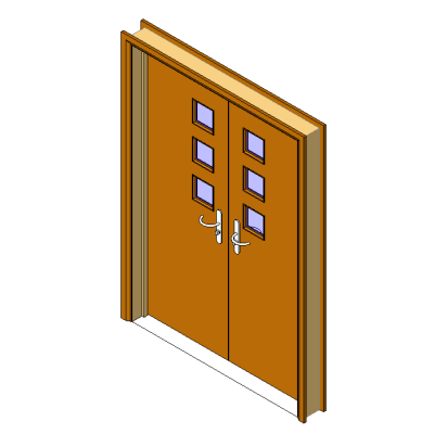 Double door with modern glass panels