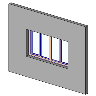 aluminium glazed window with 4 shutters