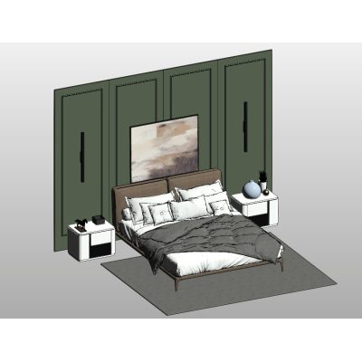 Bedroom suite with paneled wall