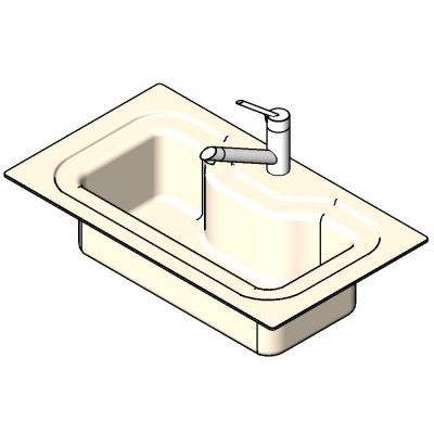 Kitchen sink with modern single basin