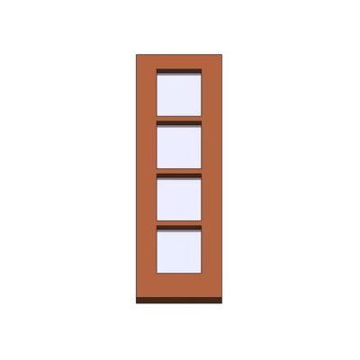 Single leaf door with 4 modern glass panels