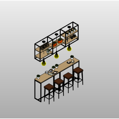 Bakery Counter and Seating Ensemble
