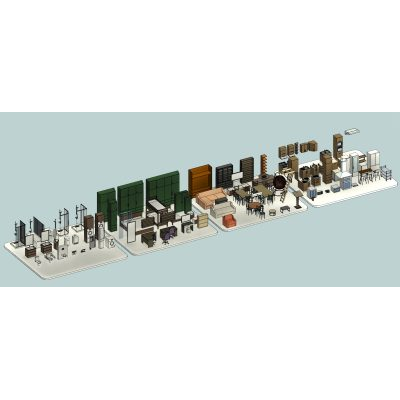 Furniture collection with 94 parametric items