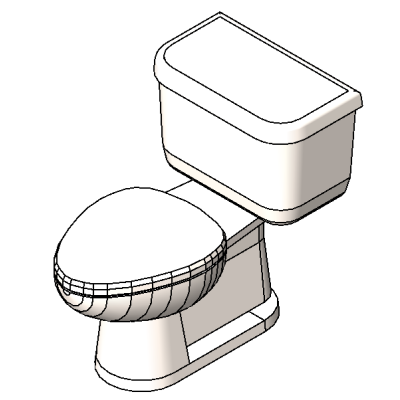 Two-piece toilet with detailed tank
