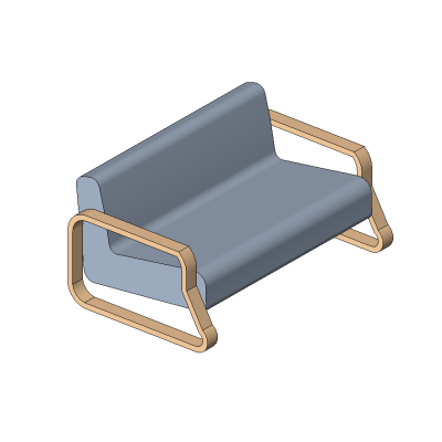 Modern Two-Seater Sofa with Wooden Armrests