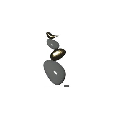 Stacked Stone Sculpture with Bird