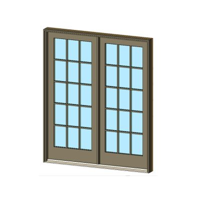 Flush double door with modern frame 23 French door with 30 detailed glass panes