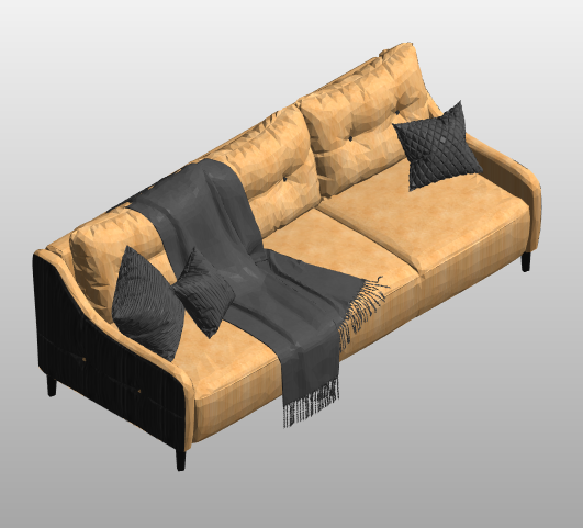 Beige sofa with dark gray cushions