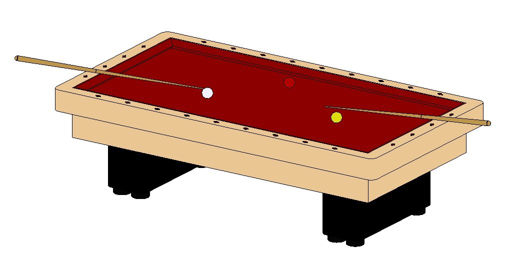 Wooden pool table - 3D